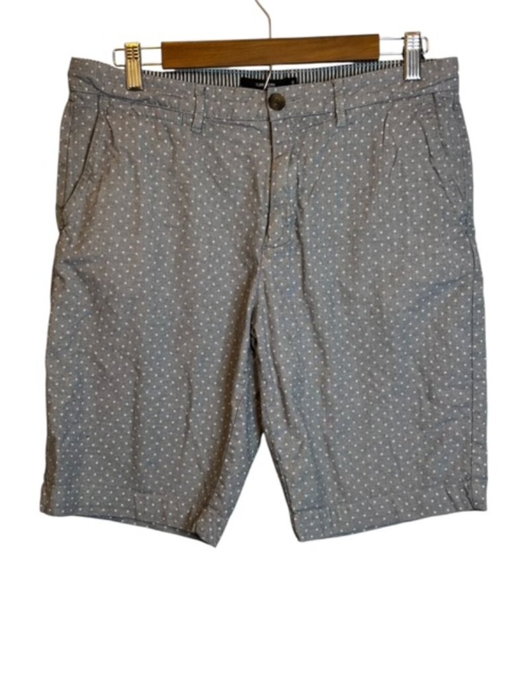 Burton of London Shorts Men's 40 Polka Dot Chino‎ Stretch Gray White